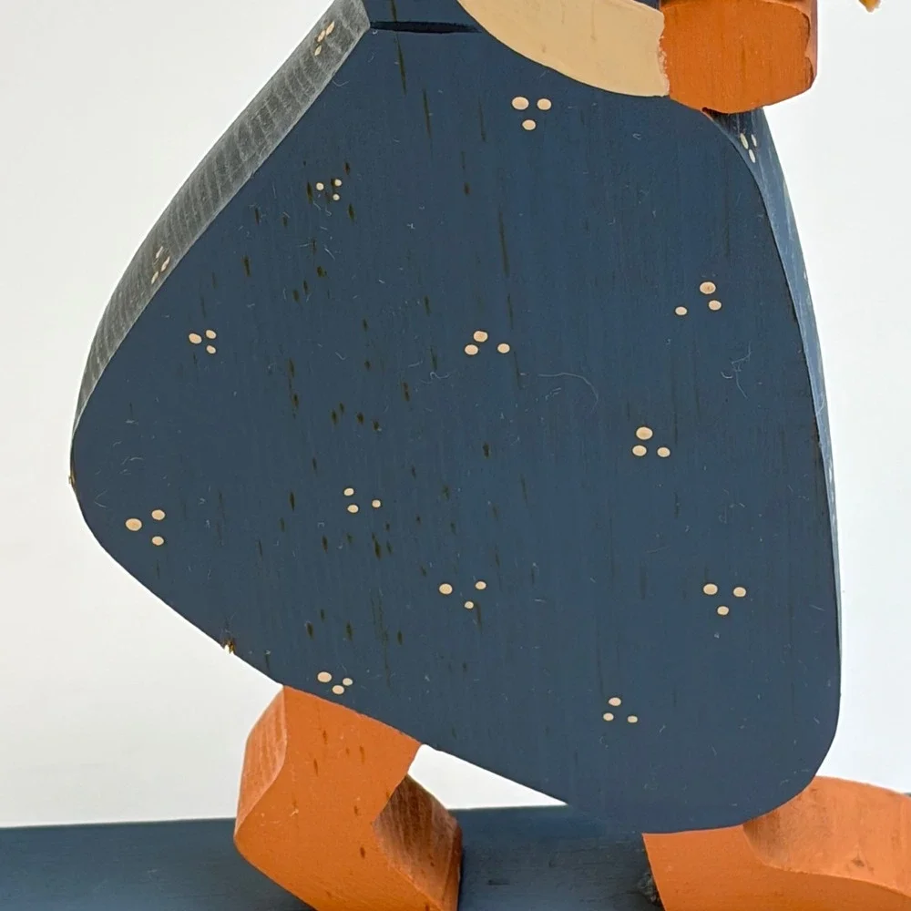 VTG Country‎ Feelings Wooden Folk Art Girl With Geese Primitive Country Decor